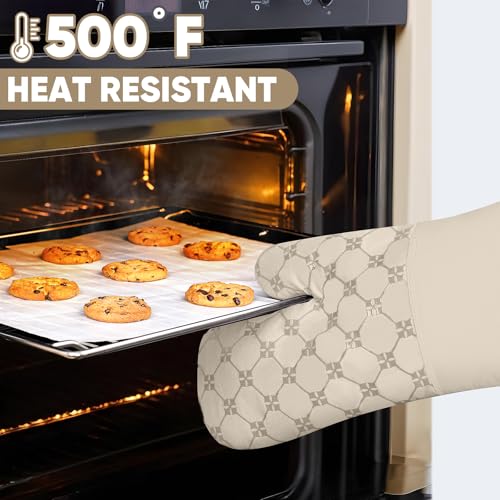 BSKSSK Oven Mitts Kitchen Towels Dishcloths with Pot Holders Sets 12PCS, Dish Towels Sets, Oven Gloves Pot Pads Heat Resistant 500 Degrees with Non-Slip Silicone Surface for Cooking Baking Grilling-Milkshake - Image 3