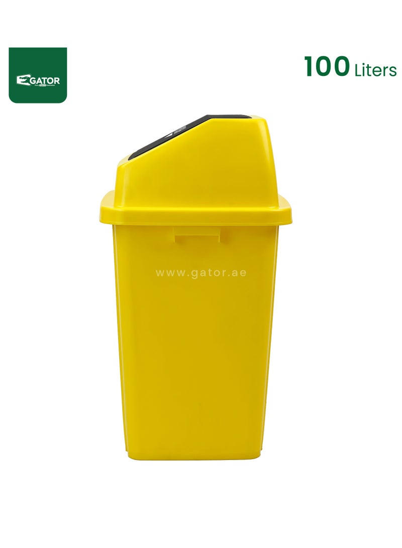 جاتور سلة مهملات جيتور مربعة مع غطاء دافع بسعة 100 لتر باللون الأصفر - Image 2