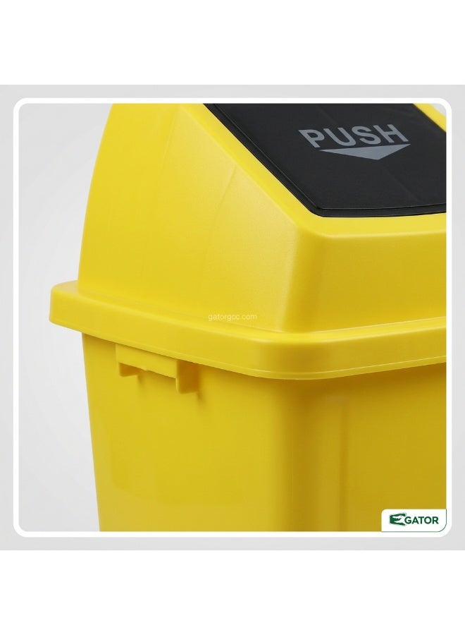 GATOR Quadrate Garbage Bin | Push Lid Plastic Waste Bin | Large Indoor & Commercial Dustbin | Durable Trash Can | 100L | Yellow - Image 3
