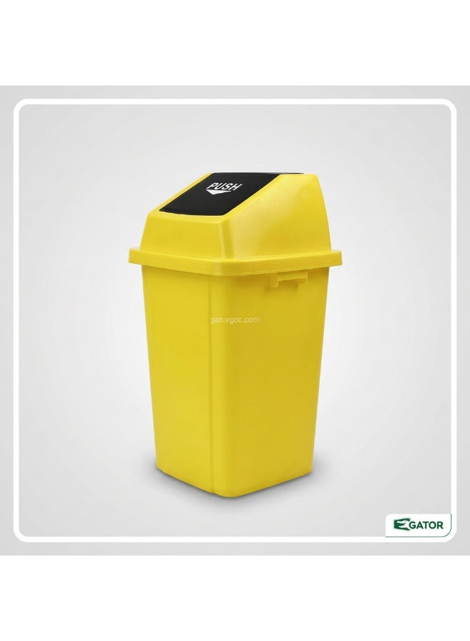 GATOR Quadrate Garbage Bin | Push Lid Plastic Waste Bin | Large Indoor & Commercial Dustbin | Durable Trash Can | 100L | Yellow - Image 1