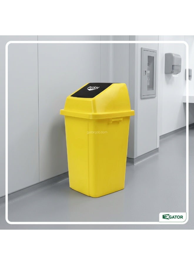 GATOR Quadrate Garbage Bin | Push Lid Plastic Waste Bin | Large Indoor & Commercial Dustbin | Durable Trash Can | 100L | Yellow - Image 5