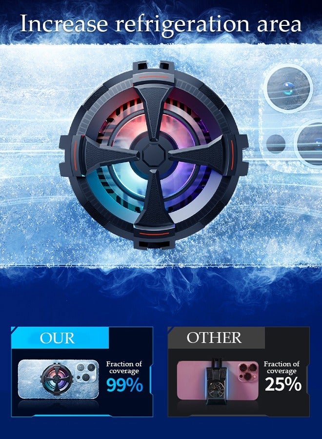 DUNISO 2 In 1 Magnetic Semi-Conductor Cooling Chip for Live Streaming and Gaming, Fast Phone Cooling Fan with RGB Lights and Universal Clamp, Fit All Types of iPhone Android Smartphones - Image 5