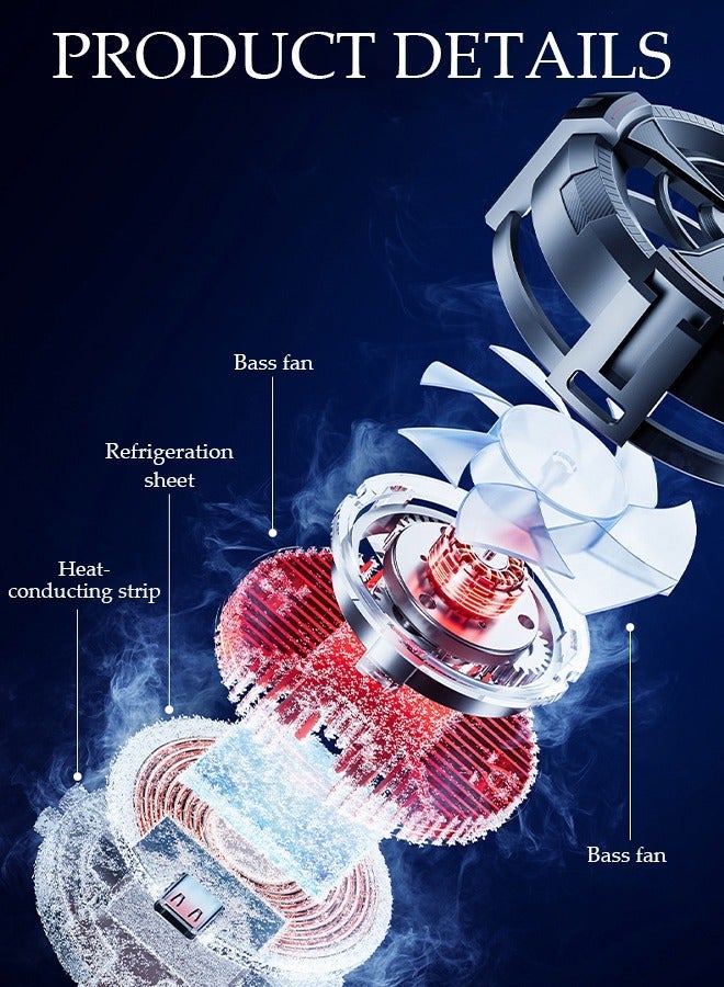 DUNISO 2 In 1 Magnetic Semi-Conductor Cooling Chip for Live Streaming and Gaming, Fast Phone Cooling Fan with RGB Lights and Universal Clamp, Fit All Types of iPhone Android Smartphones - Image 2