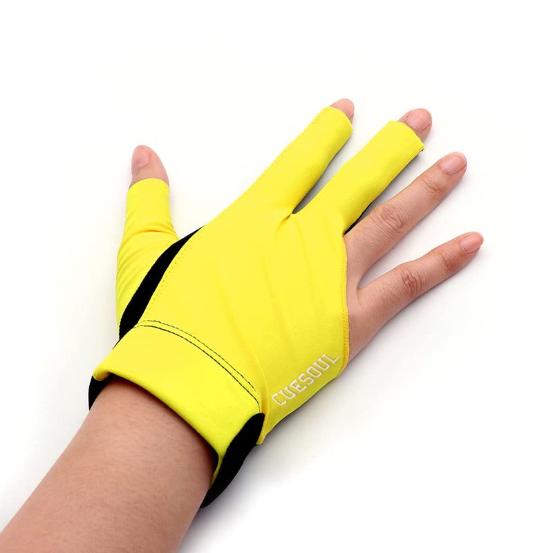 CUESOUL Professional Billiard Gloves Yellow-Wear on Right Hand Size L - Image 5