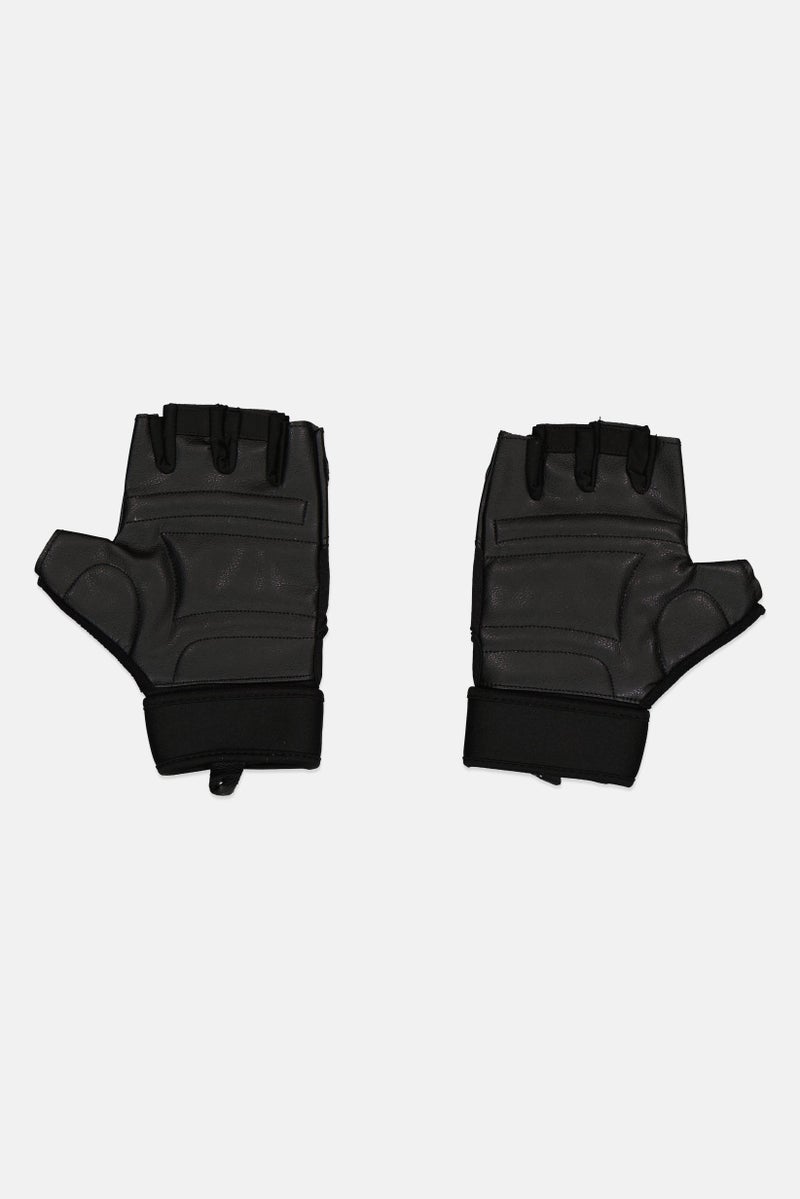 Reebok Men 1 Pair Brand Logo Lifting Gloves, Black  - Image 2
