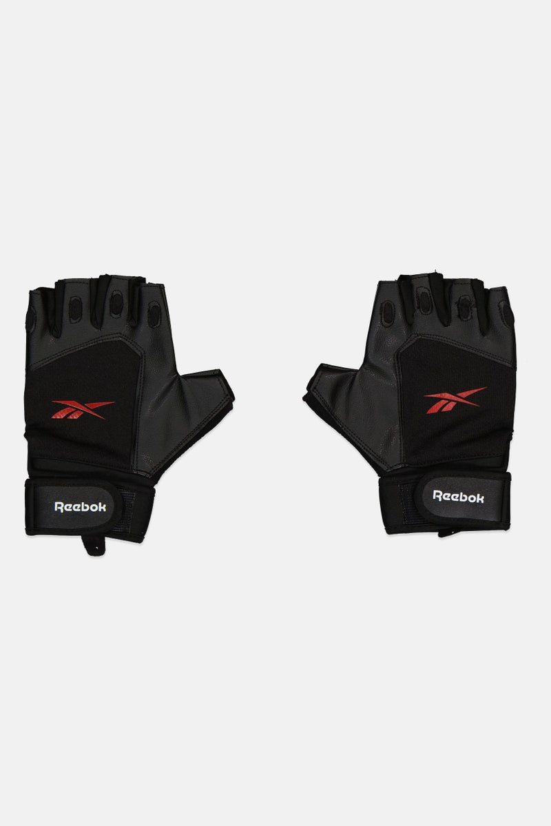 Reebok Men 1 Pair Brand Logo Lifting Gloves, Black  - Image 1