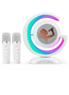 DIGI CORE Karaoke Machine Portable Speaker Bluetooth Karaoke Speaker With Two Wireless Mic For Kids And Adults Wireless Speaker For Indoor And Outdoor Party And Birthday Bluetooth Speaker White 
