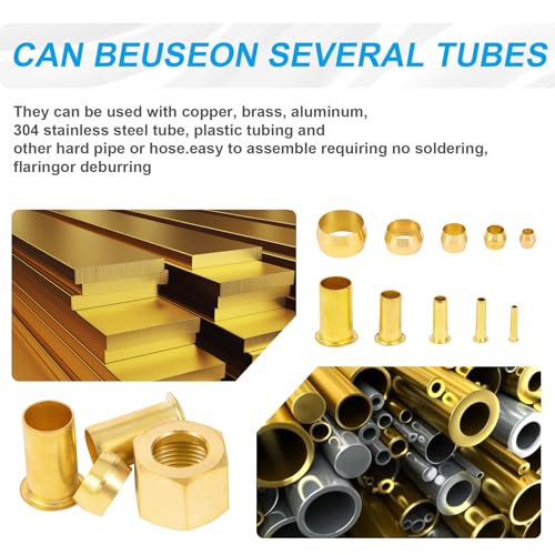 Breezliy 1/4", 3/8", 5/16", 1/2" OD Brass Compression Insert,Sleeve Ferrule,Nut 200PCS - Image 4