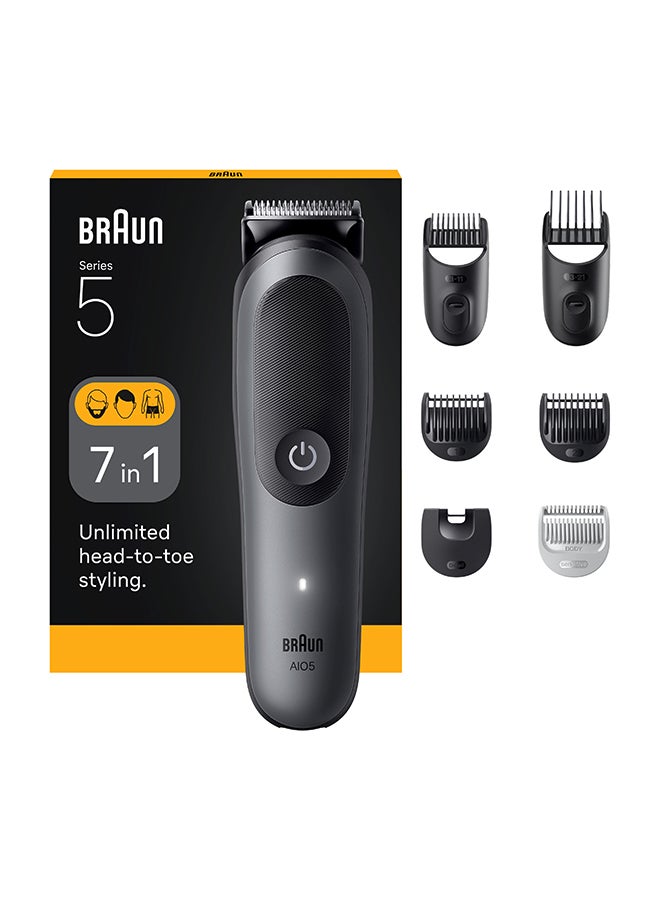 BRAUN All-in-One Kit Series 5, 7in1 Grooming, Ultra Sharp Blade, SensitiveTrim, AIO5520 Dark Grey - Image 1