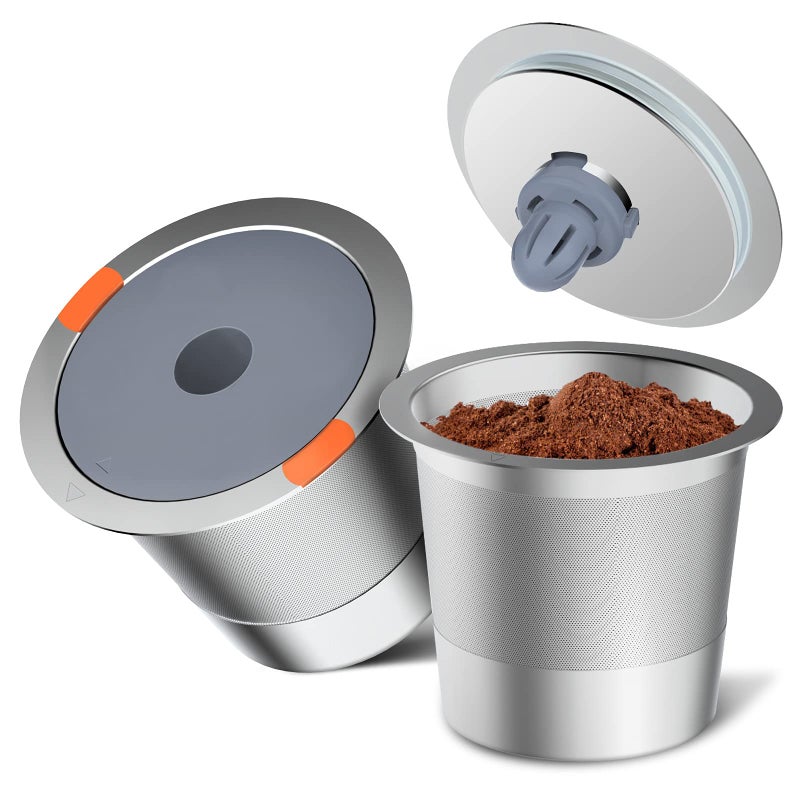 Noalto Reusable K Cups and Coffee PodsUniversal stainless steel k Cups for Keurig 20 and 10 Coffee Makers machine2pack