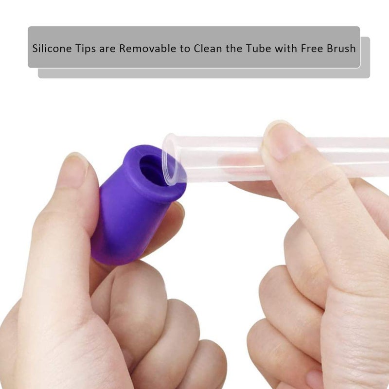 HiMo هاي مو 10 عبوة من قطارات السائل سيليكون 5 مل قطارة طبية واضحة للأطفال مع طرف لمبة وفرشاة نظيفة لقالب الحلوى، دب gummy، صانع الجيلاتين، علم الزيت، مشاريع الحرف (10 ألوان) - Image 2