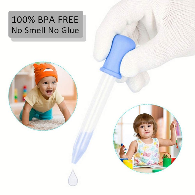 HiMo هاي مو 10 عبوة من قطارات السائل سيليكون 5 مل قطارة طبية واضحة للأطفال مع طرف لمبة وفرشاة نظيفة لقالب الحلوى، دب gummy، صانع الجيلاتين، علم الزيت، مشاريع الحرف (10 ألوان) - Image 4