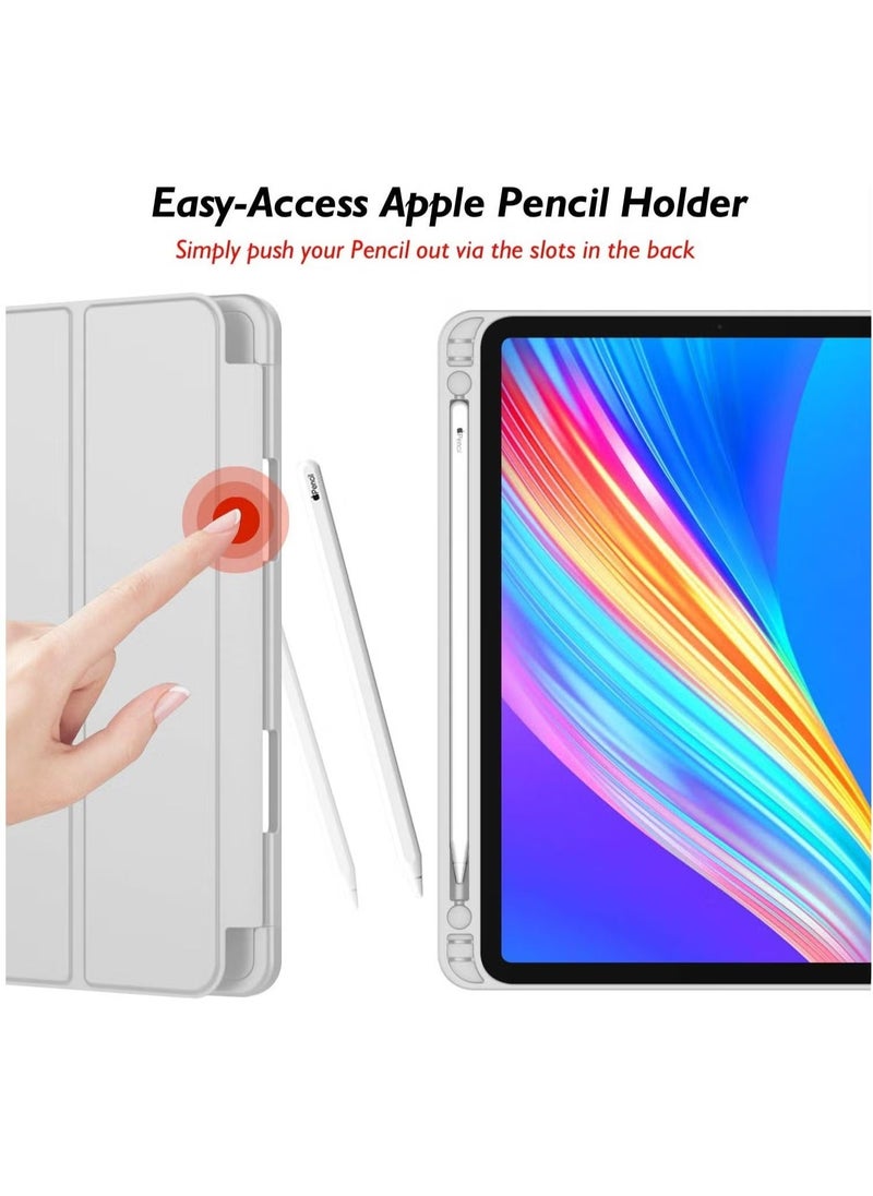 JAJEEK "iPad Pro 12.9 Case (2022/2021, 6th/5th Gen) with Pencil Holder – Trifold Stand, Auto Wake/Sleep, Soft TPU Back, Supports 2nd Gen Pencil Charging, Silver Gray" - Image 4