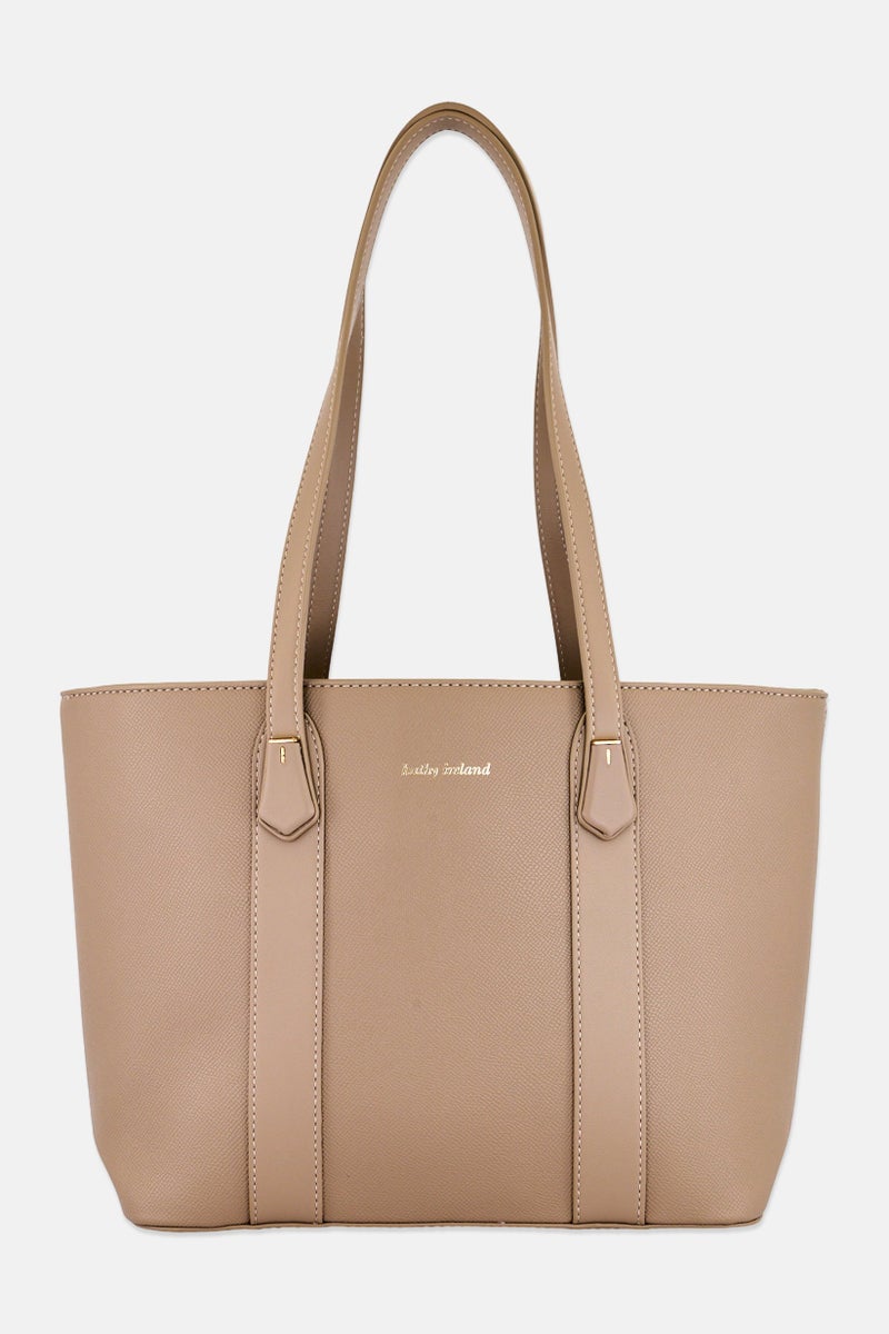 Kathy Ireland Women Brand Logo Handbag, Warm Taupe - Image 1