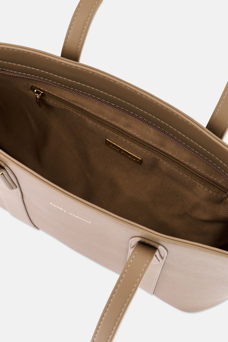 Kathy Ireland Women Brand Logo Handbag, Warm Taupe - Image 4