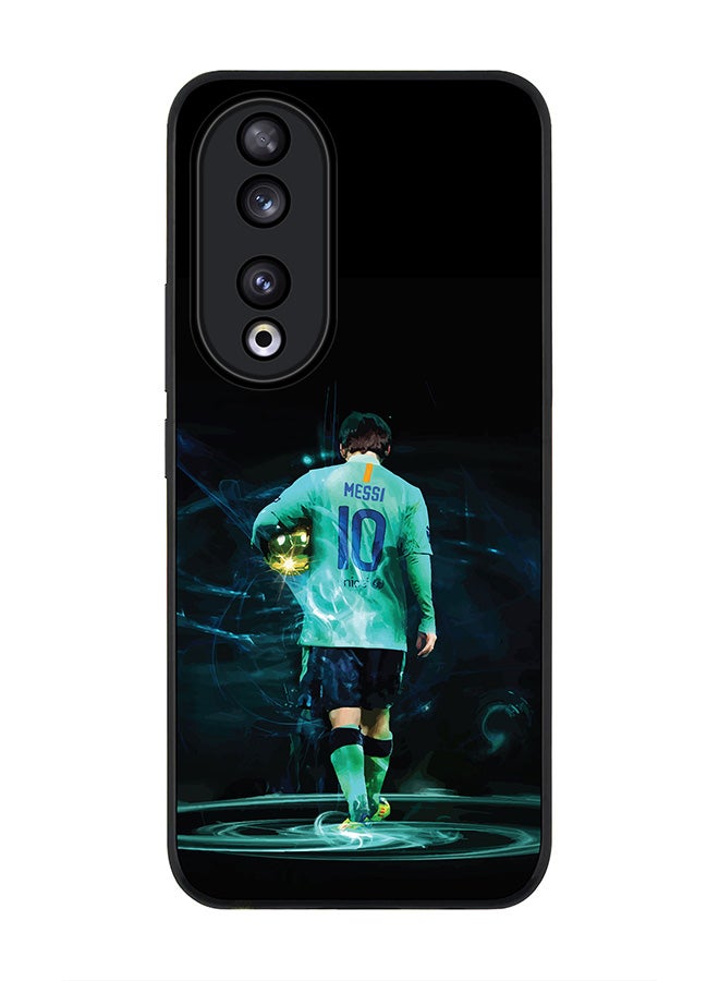 Stylizedd Rugged Black edge case for Honor 90 5G, Slim fit Soft Case Flexible Rubber Edges Anti Drop TPU Gel Thin Cover -  Golden Messi - Image 1