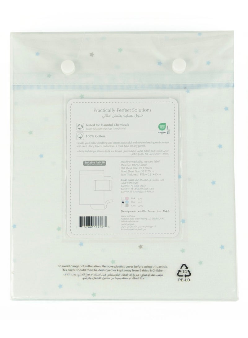 Bumble & Bird - Lullaby Starlight Baby Bedding Set For Bassinet - 3pcs - Blue - Image 2