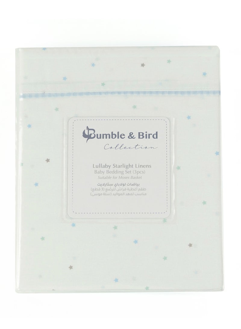 Bumble & Bird - Lullaby Starlight Baby Bedding Set For Bassinet - 3pcs - Blue - Image 3