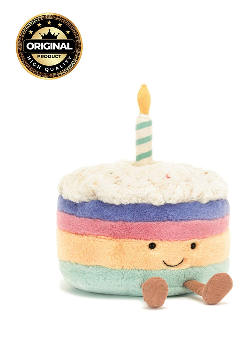 Jellycat Amuseables Rainbow Birthday Cake Plush – Soft Stuffed Toy with Cordy Legs, Cute Valentine’s Gift for Kids & Adults, Collectible Jellycat, 12cm - Image 1