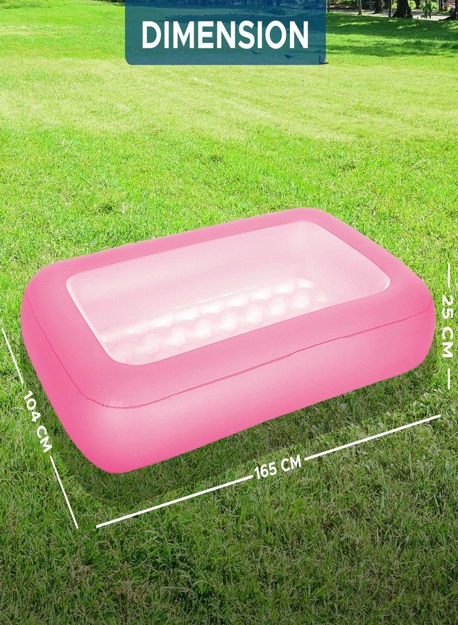 NHR Inflatable Swimming Pool for Kids & Adults, Portable Home Pool Bathtub 102 L Water Capacity, Quick Setup Baby Bath Tub, Mini Water Pool for Indoor Outdoor Garden Balcony (165 x 104 x 25 cm, Pink) - Image 4
