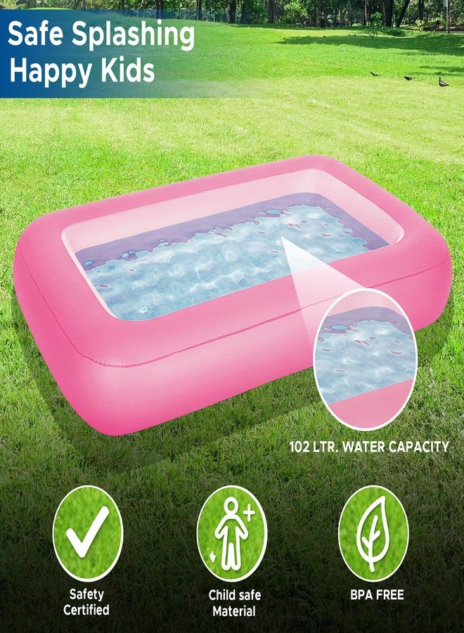 NHR Inflatable Swimming Pool for Kids & Adults, Portable Home Pool Bathtub 102 L Water Capacity, Quick Setup Baby Bath Tub, Mini Water Pool for Indoor Outdoor Garden Balcony (165 x 104 x 25 cm, Pink) - Image 3