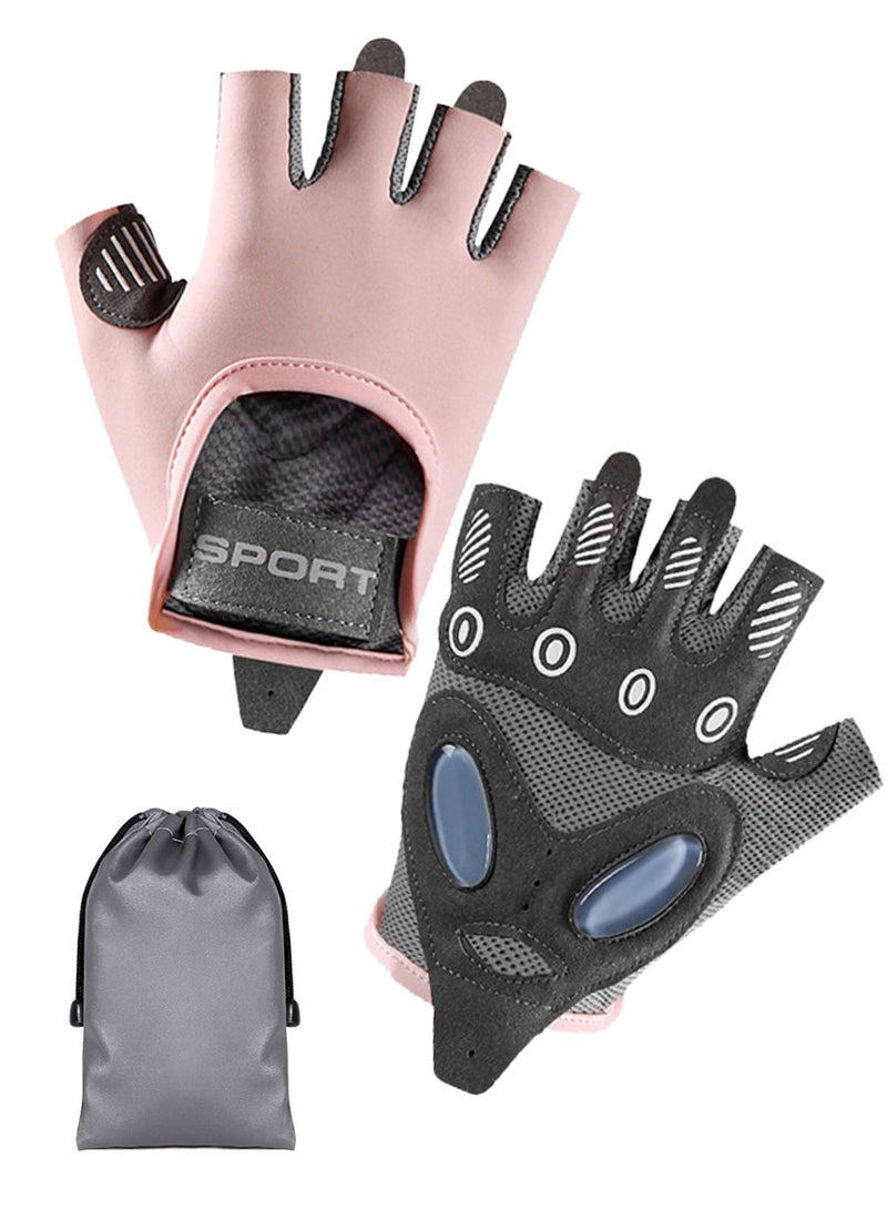 Syarme Workout Gloves for Women, Fingerless Weight Lifting Gloves, Gym Workout Yoga Fitness Training Gloves with Shockproof Non-slip Silicone Pads for Sport, Exercise, Weightlifting, Bicycle and Training L - Image 1