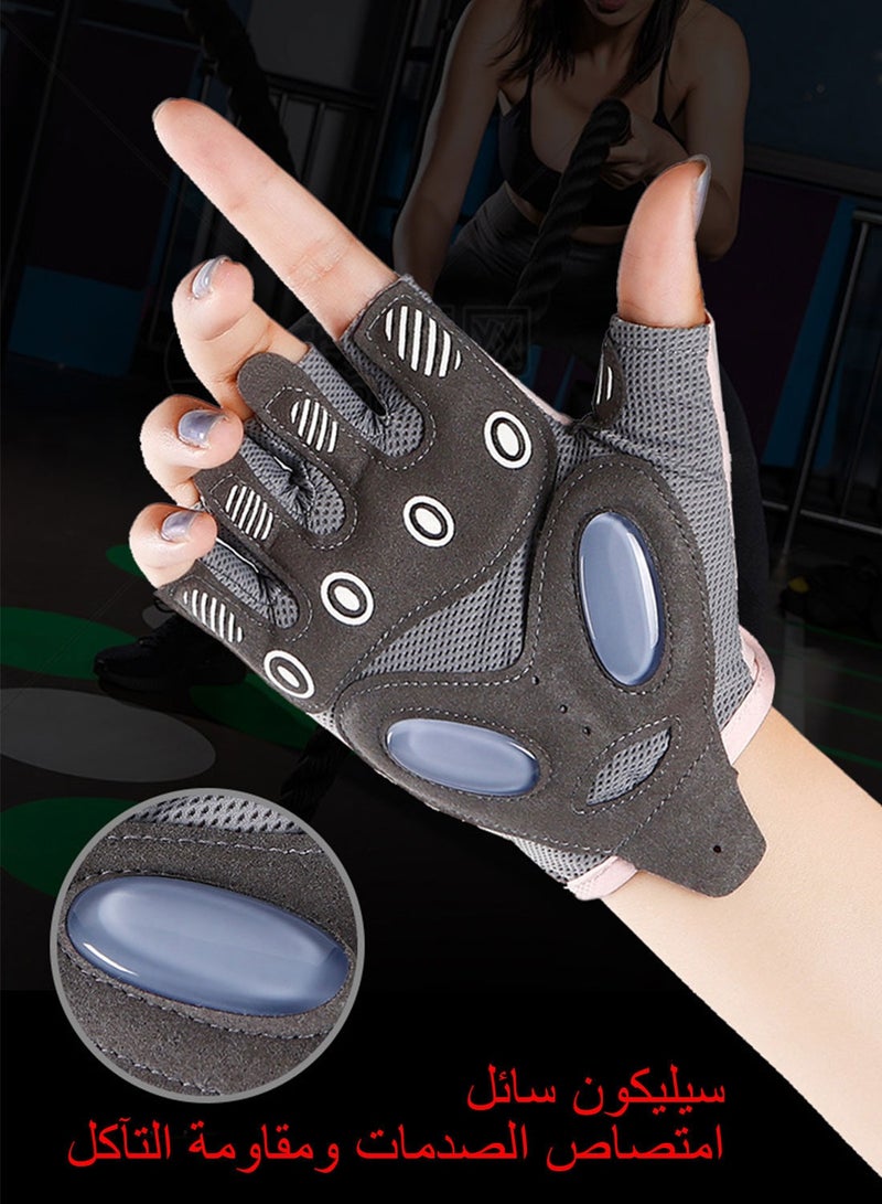 Syarme Workout Gloves for Women, Fingerless Weight Lifting Gloves, Gym Workout Yoga Fitness Training Gloves with Shockproof Non-slip Silicone Pads for Sport, Exercise, Weightlifting, Bicycle and Training L - Image 4