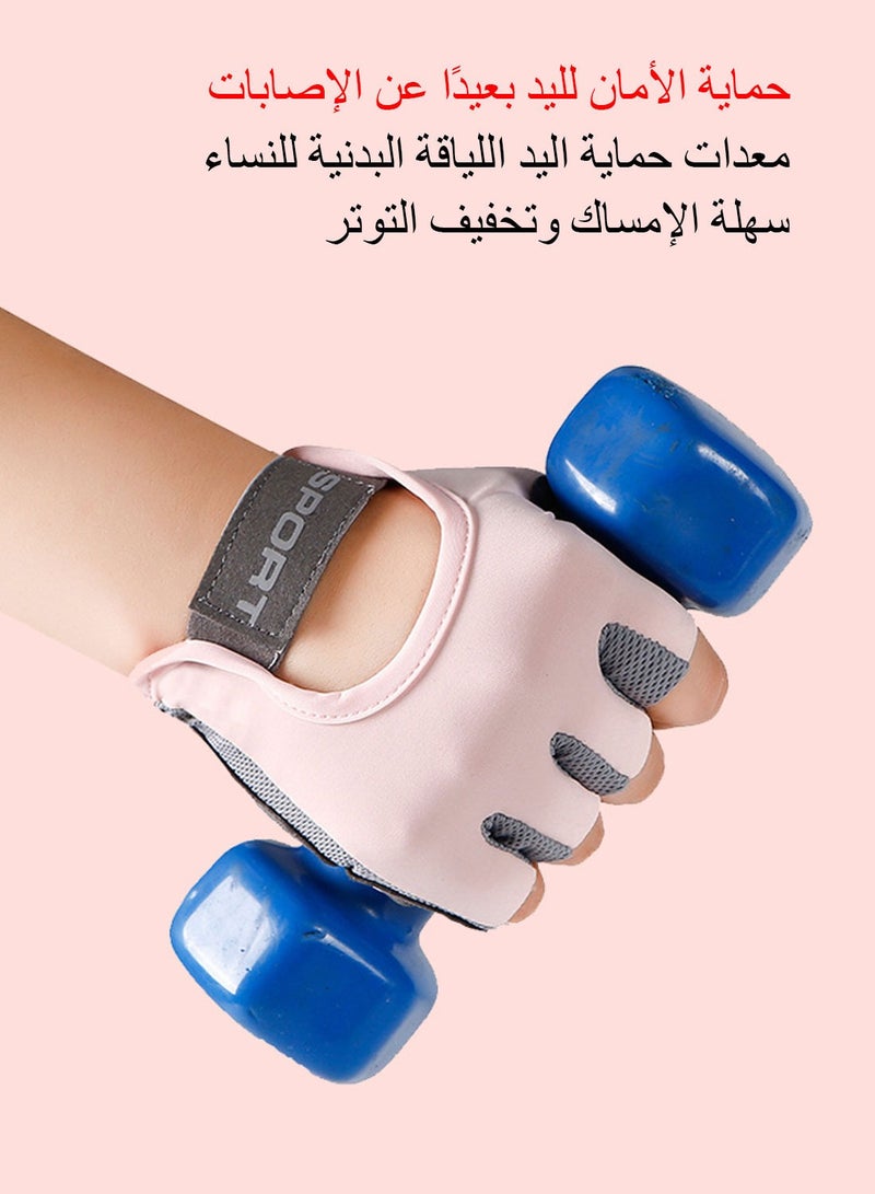 Syarme Workout Gloves for Women, Fingerless Weight Lifting Gloves, Gym Workout Yoga Fitness Training Gloves with Shockproof Non-slip Silicone Pads for Sport, Exercise, Weightlifting, Bicycle and Training L - Image 3