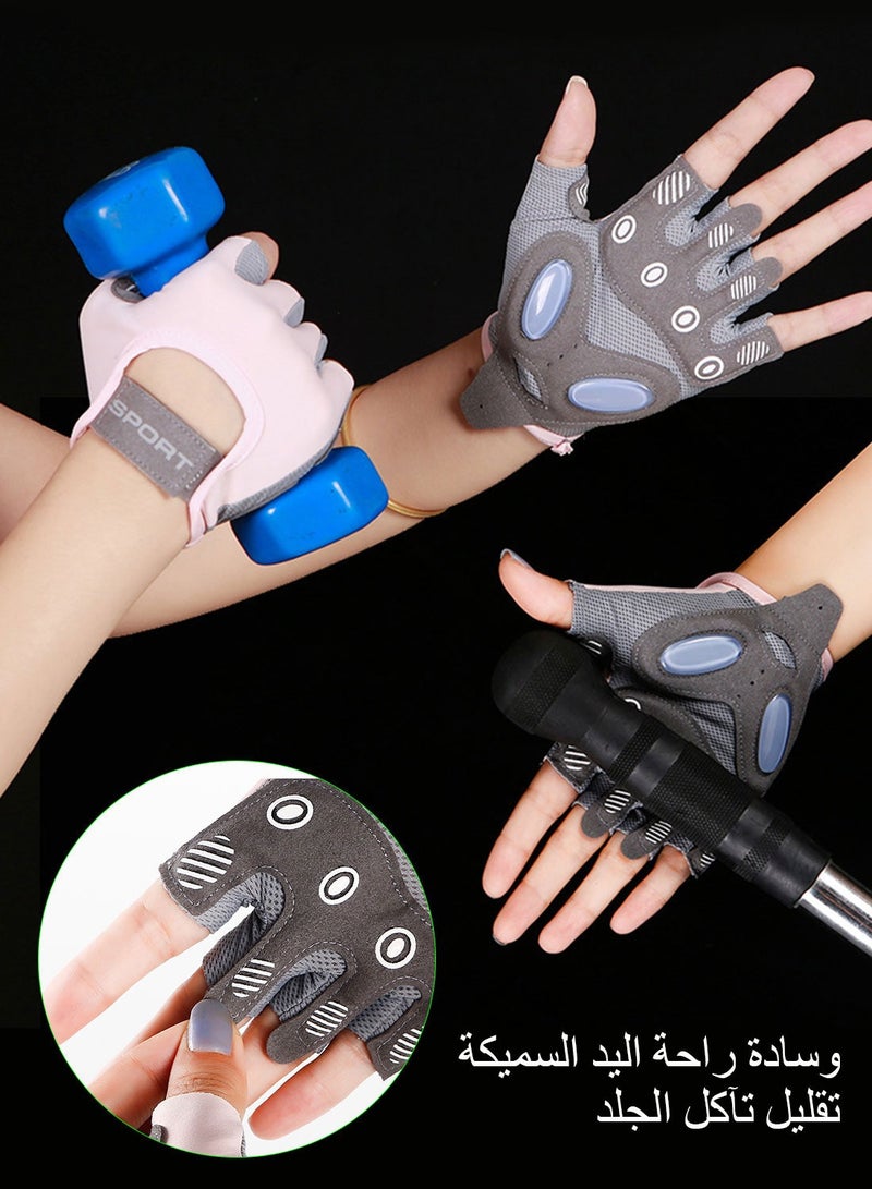 Syarme Workout Gloves for Women, Fingerless Weight Lifting Gloves, Gym Workout Yoga Fitness Training Gloves with Shockproof Non-slip Silicone Pads for Sport, Exercise, Weightlifting, Bicycle and Training L - Image 5