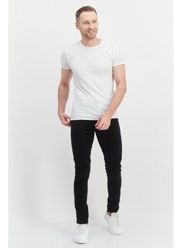 Asos Design Men Skinny Fit Ribbed Stretchable Straight Leg Pants, Black  - Image 3