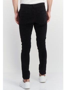 Asos Design Men Skinny Fit Ribbed Stretchable Straight Leg Pants, Black  - Image 4