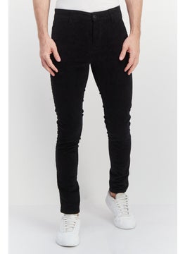 Asos Design Men Skinny Fit Ribbed Stretchable Straight Leg Pants, Black  - Image 1