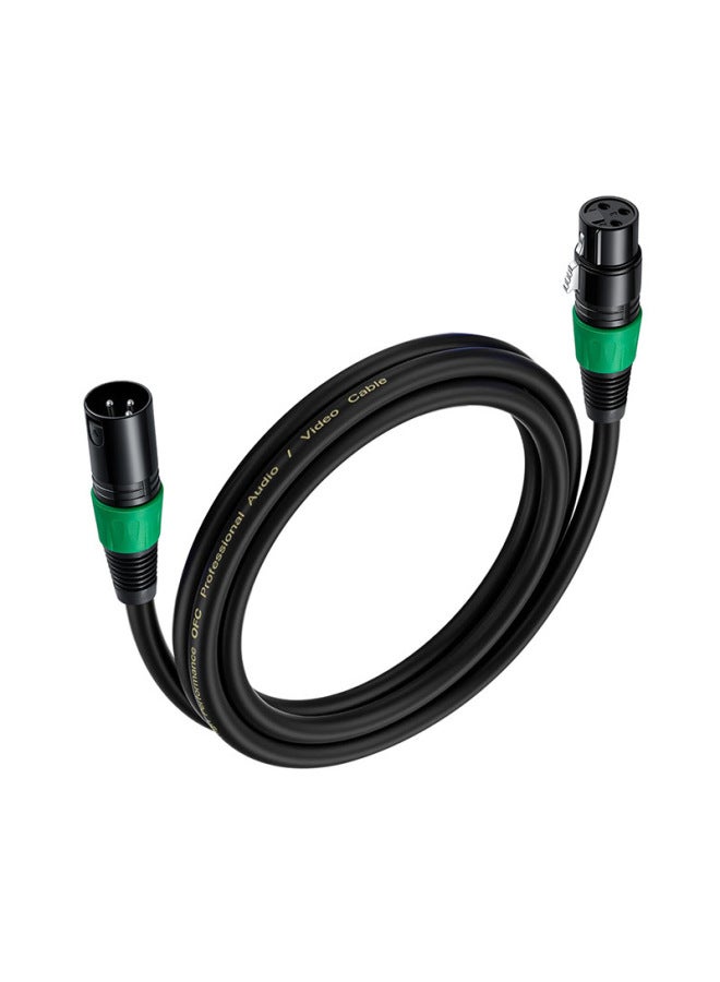 XLR Cable With Double Shielded Oxygen-free Copper Line Canon Line Male To Female Microphone XLR Professional Sound Card Agricultural Audio Cable-Color:Green Tail Ring*ofc Oxygen-free Copper*3 Core*od6.0*black*pvc-Length:3m  - Image 1