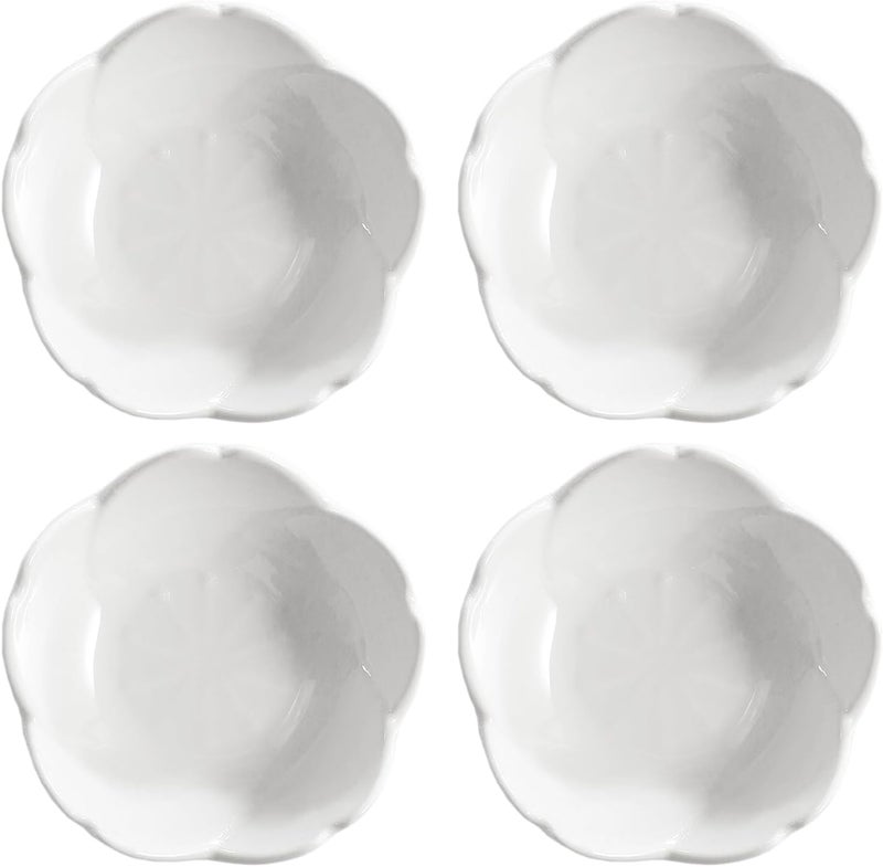 WAIT FLY WAIT FLY Beautiful 3 Inches Sakura Shaped Ceramics Seasoning DishesTea Bag HoldersKetchup SaucerAppetizer PlatesVinegar Spice Salad Soy Sushi Wasabi Seasoning Dipping Bowls White Pink Set of 4  - Image 2