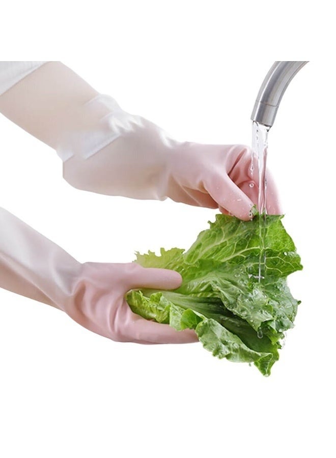 قفازات تنظيف منزلية متينة من اللاتكس - قفازات غسيل أطباق مقاومة للماء ذات أساور طويلة مع عزل حراري وقبضة مانعة للانزلاق لتنظيف المطبخ والغسيل والحمام - مقاس كبير، لون عشوائي - Image 3