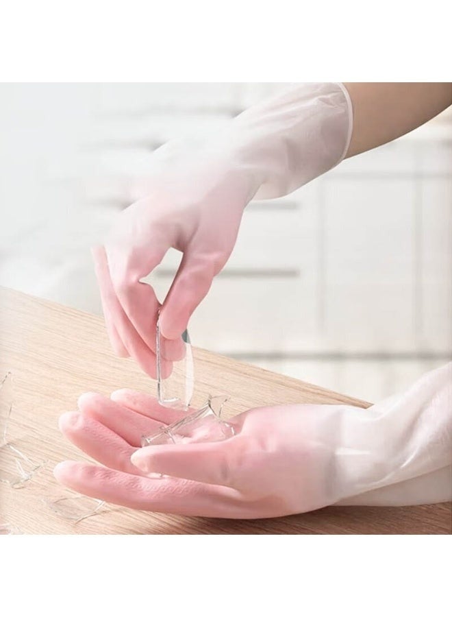 قفازات تنظيف منزلية متينة من اللاتكس - قفازات غسيل أطباق مقاومة للماء ذات أساور طويلة مع عزل حراري وقبضة مانعة للانزلاق لتنظيف المطبخ والغسيل والحمام - مقاس كبير، لون عشوائي - Image 2