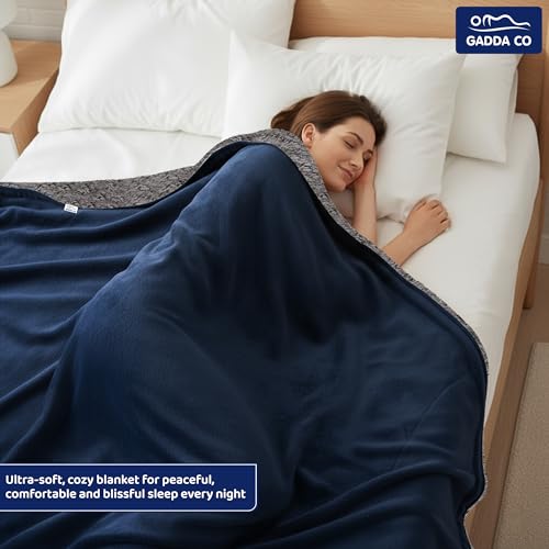 GADDA CO Super Soft Polyester Micromink Sherpa Blanket for Summer/AC & Mild Winter – Flannel Solid Dark Blue, Single Size 150 x 228 cm (Approx. 4 x 7 ft), 200 TC - Image 5