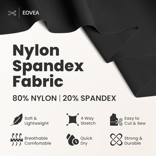 EOVEA - Nylon Spandex Fabric - Matte Tricot - 80% Nylon, 20% Spandex Swimwear Fabric - 4 Way Stretch Material for Activewear, Dance, Swimsuits, Yoga |Black, 2 Yard - Image 2