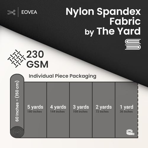 EOVEA - Nylon Spandex Fabric - Matte Tricot - 80% Nylon, 20% Spandex Swimwear Fabric - 4 Way Stretch Material for Activewear, Dance, Swimsuits, Yoga |Black, 2 Yard - Image 3