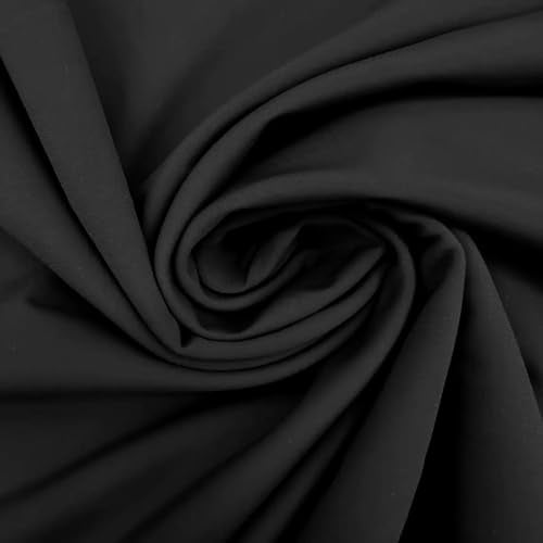 EOVEA - Nylon Spandex Fabric - Matte Tricot - 80% Nylon, 20% Spandex Swimwear Fabric - 4 Way Stretch Material for Activewear, Dance, Swimsuits, Yoga |Black, 2 Yard - Image 1