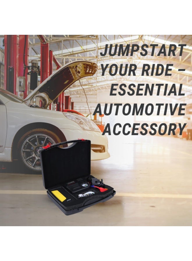 D16 KM-09 Car Air Compressor – Tire Inflator with Battery Starter (Jump Starter), 12V Power Bank, and USB Charging - Image 2