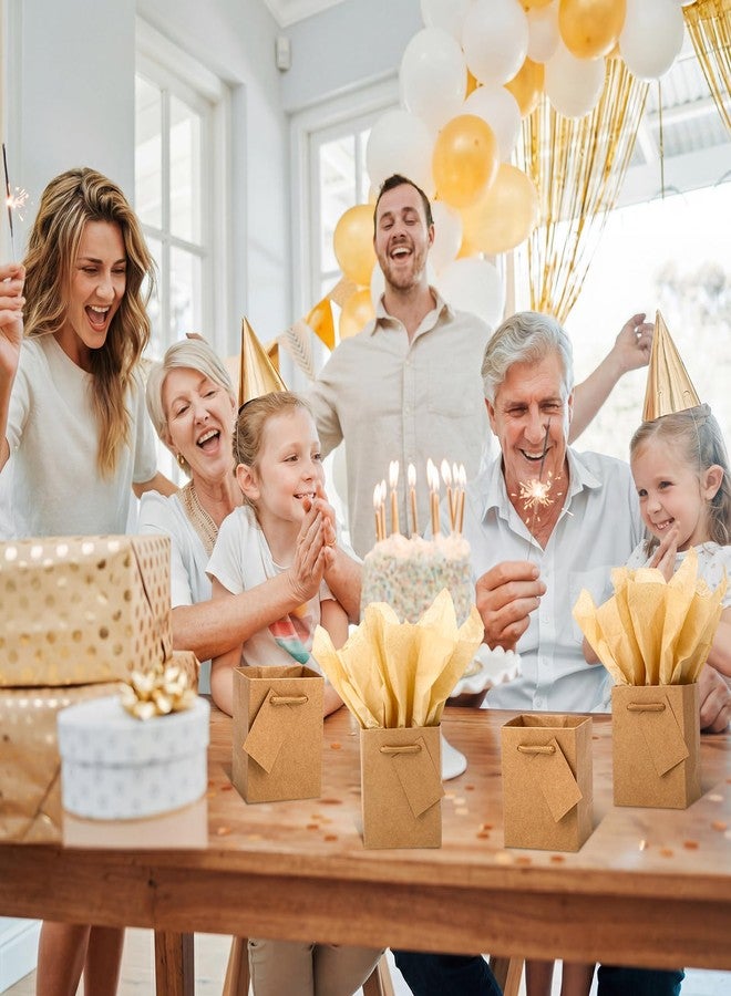 شير أكياس هدايا صغيرة من شير، 200 قطعة، أكياس ورقية بنية صغيرة جدًا من ورق الكرافت مع بطاقة ومقبض، 4 × 2.8 × 4.5 بوصة، علبة هدايا صغيرة مع ورق مناديل لأعياد الميلاد، وتوزيعات الحفلات، وحفلات الزفاف، وحفلات استقبال المولود، والمناسبات التجارية. - Image 4