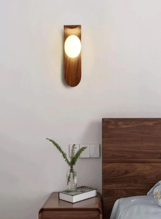 Retro Industrial-Style Walnut Grain Glass Globe Wall Lamp for Living Room, Bedroom, Bathroom, and Bedside — Coffee - Image 4