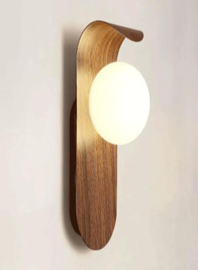 Retro Industrial-Style Walnut Grain Glass Globe Wall Lamp for Living Room, Bedroom, Bathroom, and Bedside — Coffee - Image 1