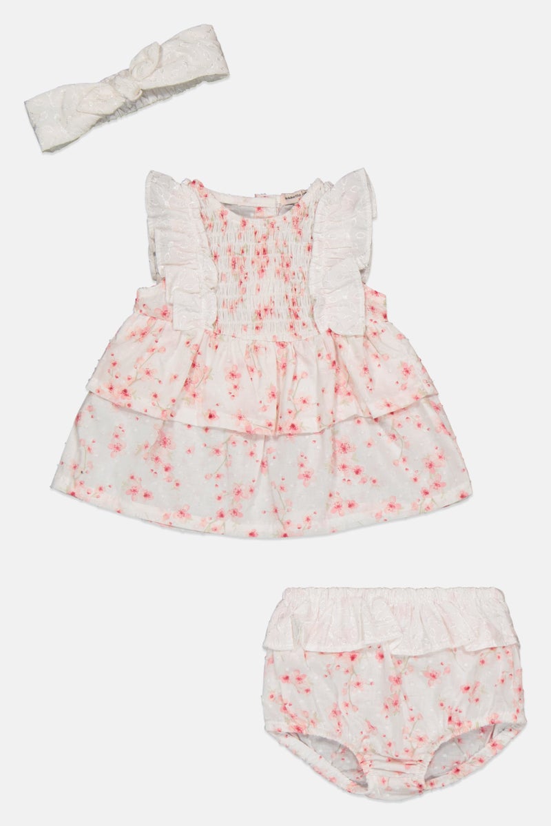 Nanette lepore Toddlers Girl 3 Pieces Floral Print Dress And Panty With Headband, Multicolor - Image 3