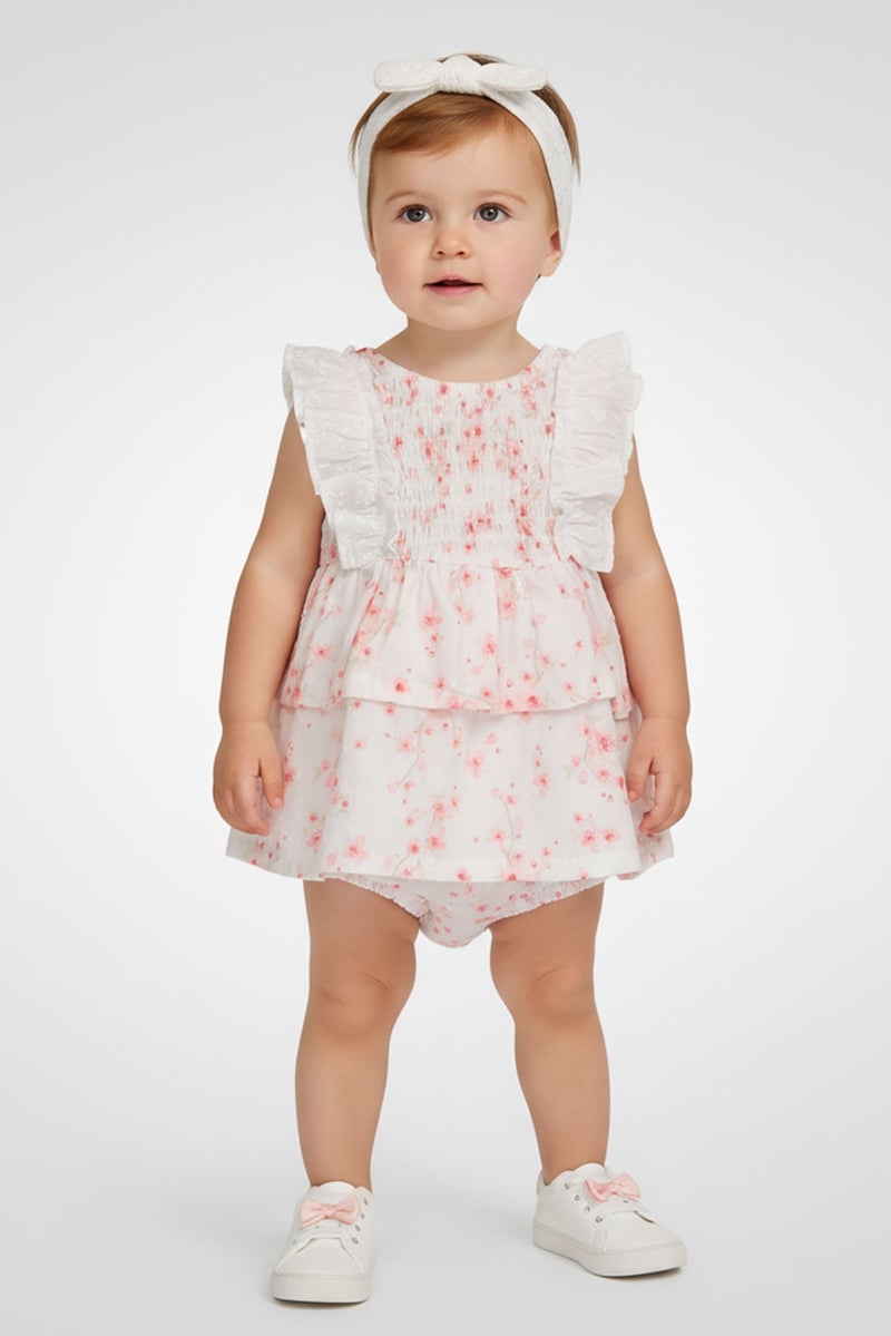 Nanette lepore Toddlers Girl 3 Pieces Floral Print Dress And Panty With Headband, Multicolor - Image 1