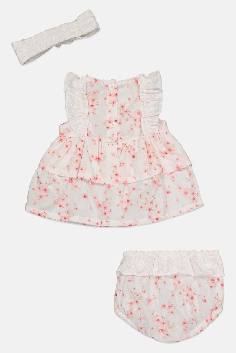 Nanette lepore Toddlers Girl 3 Pieces Floral Print Dress And Panty With Headband, Multicolor - Image 2