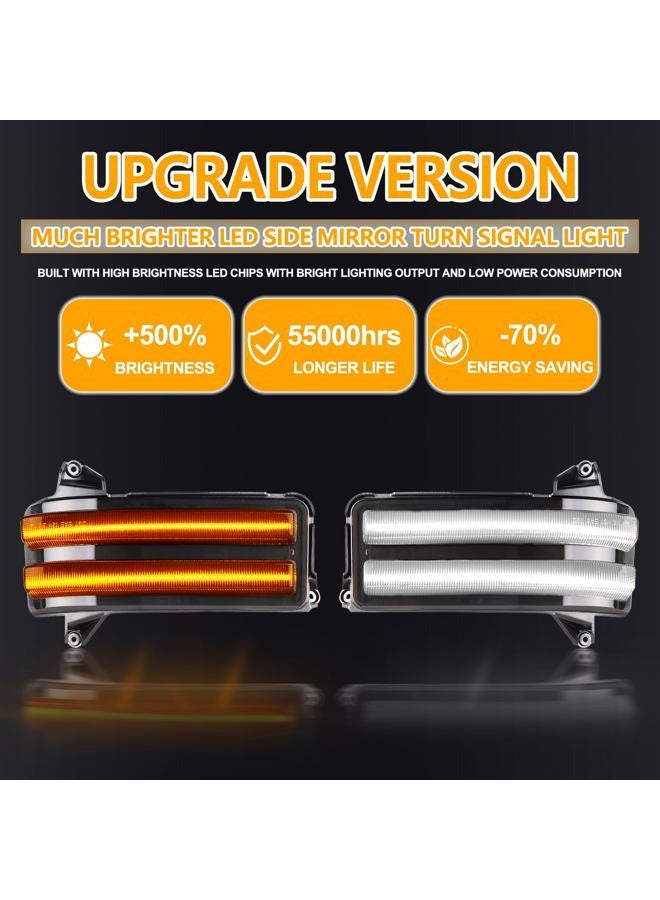 Gempro LED Sequential Amber Side Mirror Marker Turn Signals White Parking Cargo Lights Switchback Tow Mirror Lamps for 2020-2023 Chevy Silverado/GMC Sierra 2500 3500, Smoked Len - Image 2