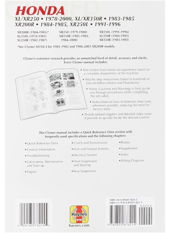 Honda XL/XR250 (1978-2000) & XL/XR350R (1983-1985) Motorcycle Service Repair Manual  - Image 2