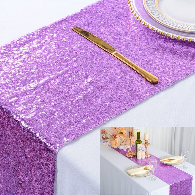 LAVENDER TABLE COVER 12X72 SEQUIN DECORATIVE SHIMMER LIGHT PURPLE WEDDING
